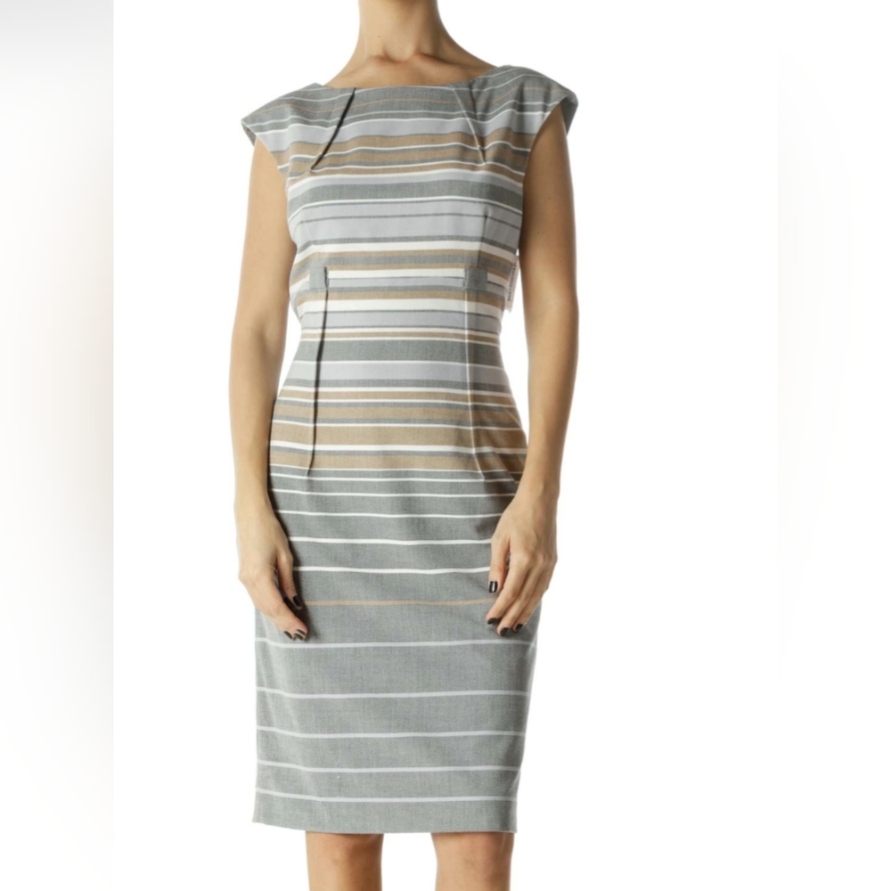 Calvin Klein Multicolor Pleated Fitted Dress